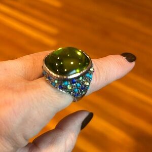 Lia Sophia Ring Green and Blue Statement Ring